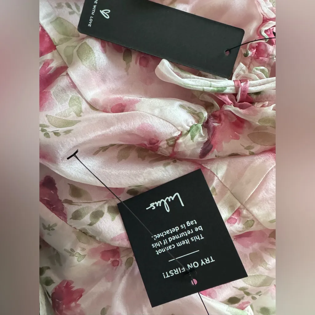 Lulus Immaculate Cutie Light Pink Floral Sleeveless Tiered Midi Dress NWT size M - Image 12