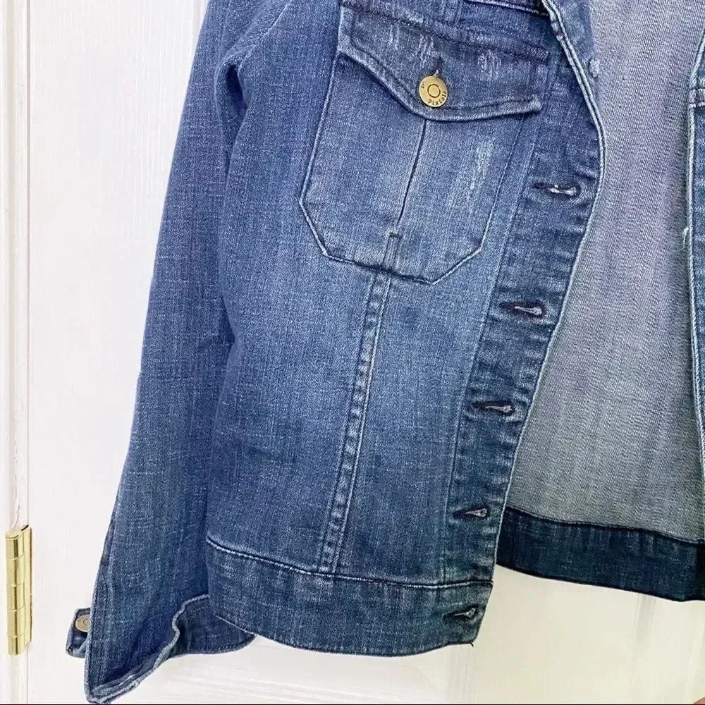 PISTOLA Medium Wash Light Distressing‎ Soft Cropped Denim Jacket - Image 5