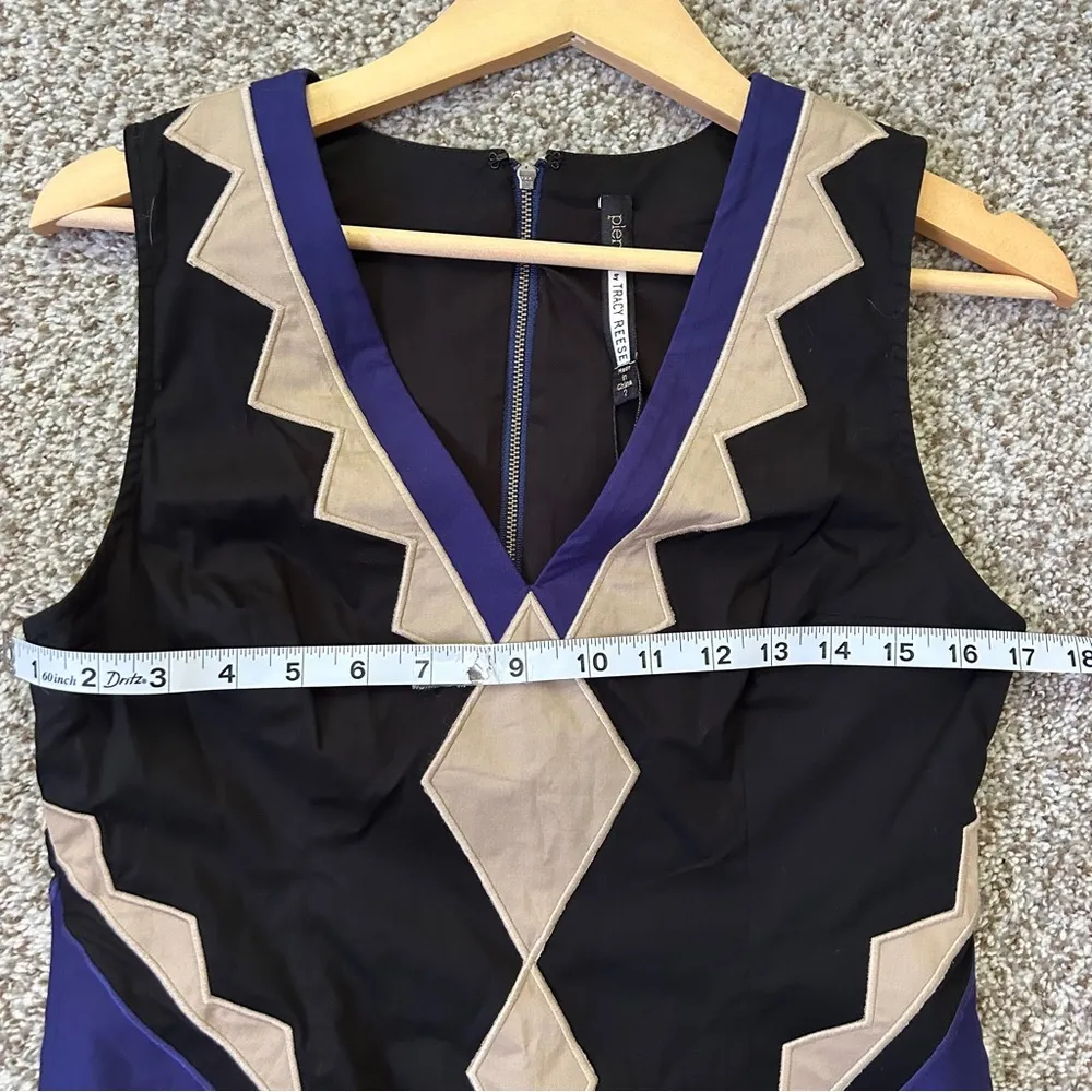 NWT Plenty by Tracy Reese Black and Blue Geometric Mini Dress Formal Party 2 Y2K - Image 6