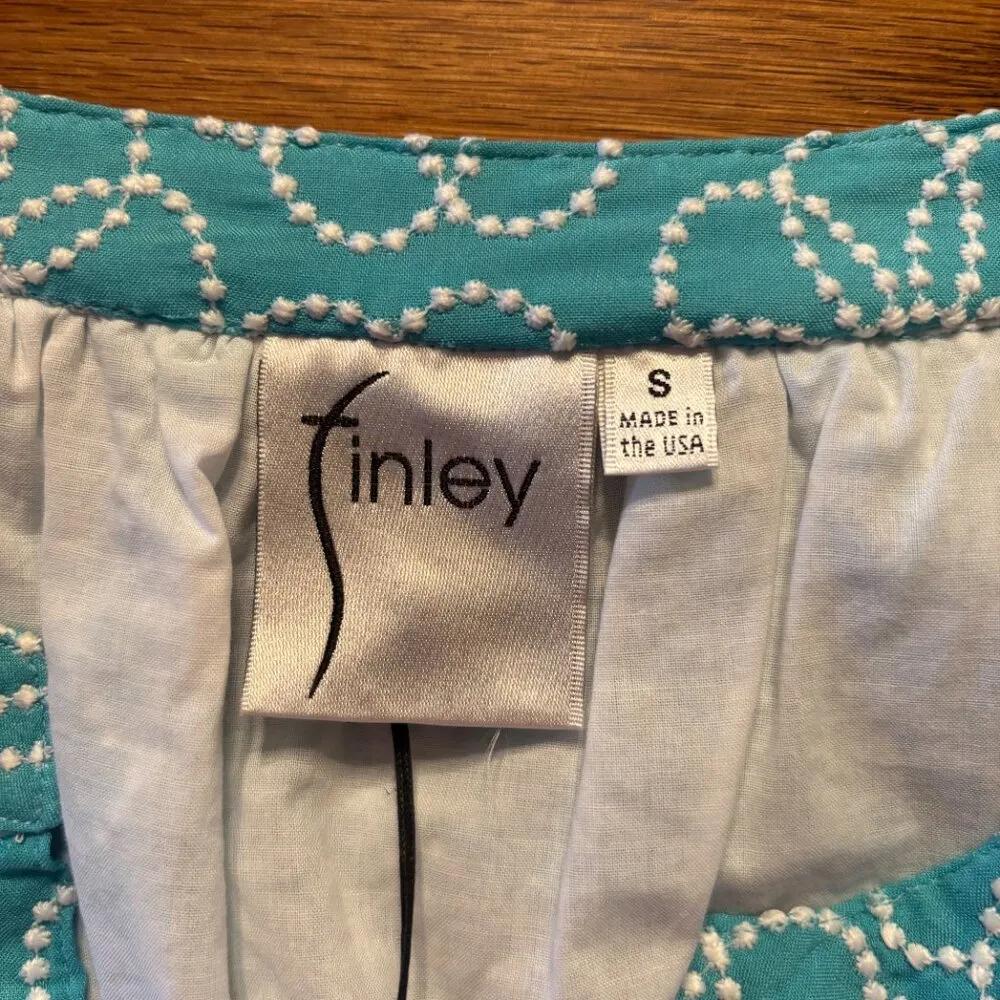 Finley Chloe Dress Daisy Dot Embroidery Size Small Blue Made in the USA - Image 5