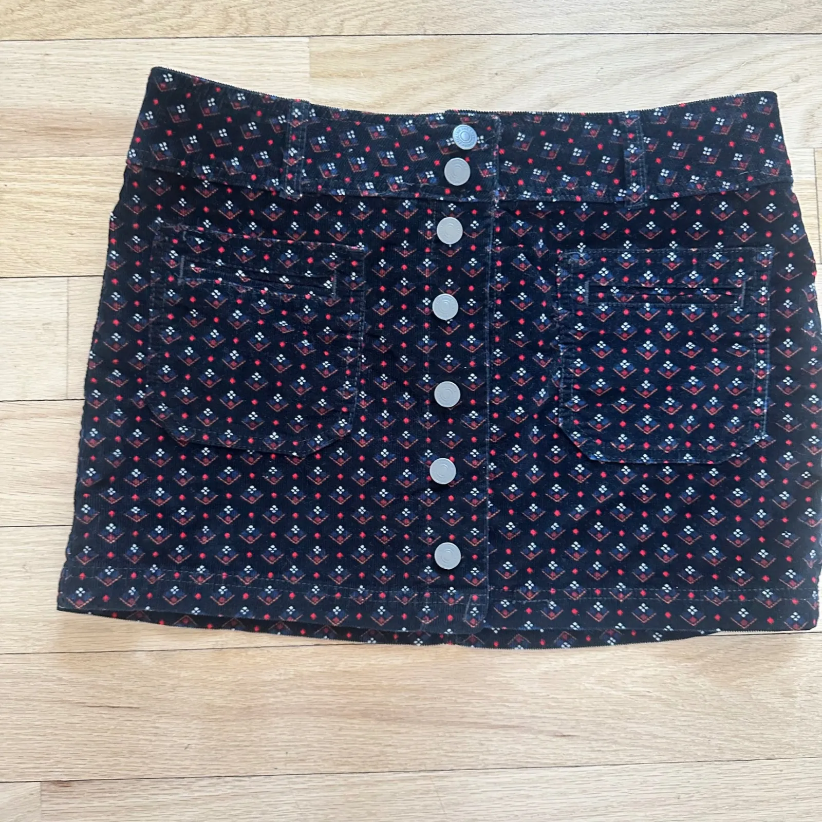 Free People Women's Joanie Printed Cord Skirt Black Combo Size Medium‎ p - Image 2