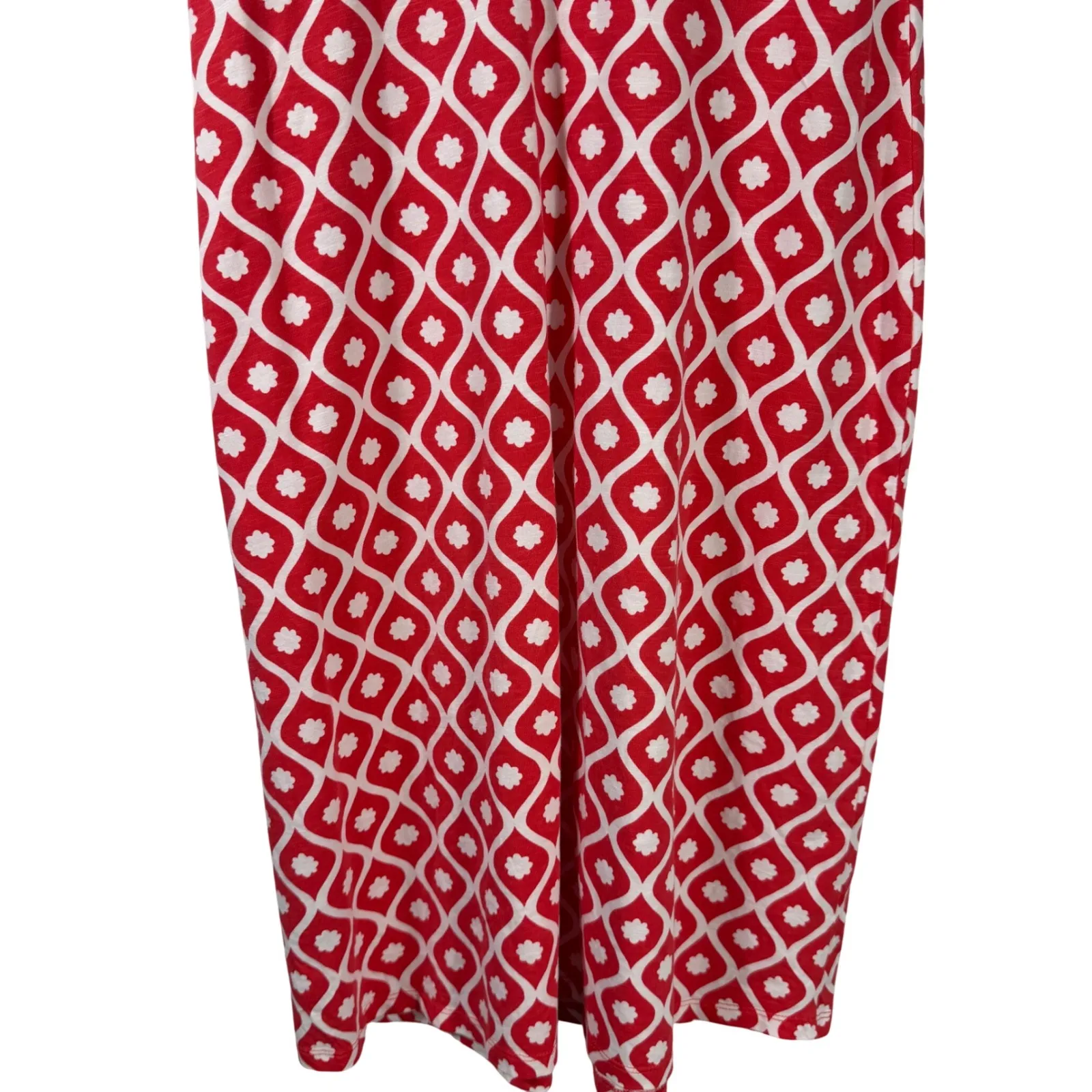 Boden Lola Jersey 2R Wrap Dress Stretch Cotton Cap Sleeve Midi Red White Print Size 2 - Image 10