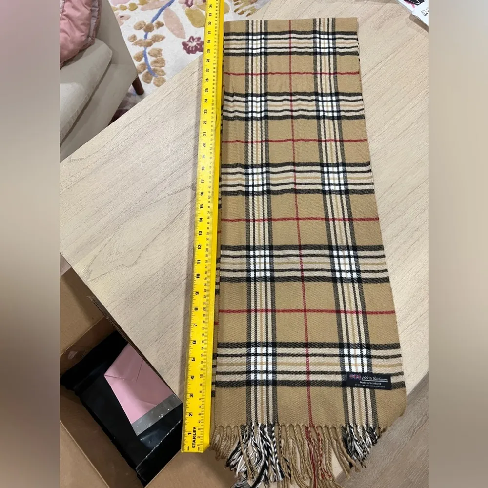 Cashmere Scarf plaid burburry made in Scotland long unisex Red - Image 7