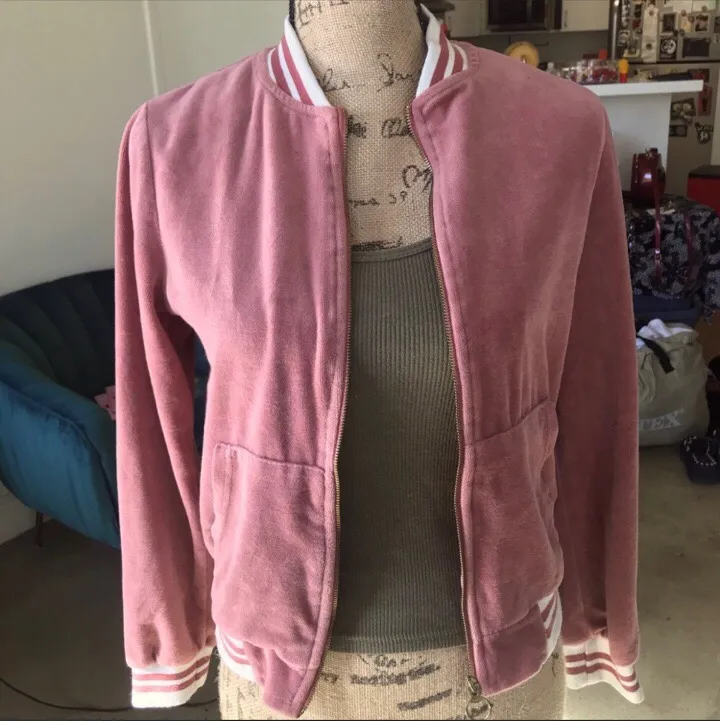 Pink Velour Track Jacket - Image 2