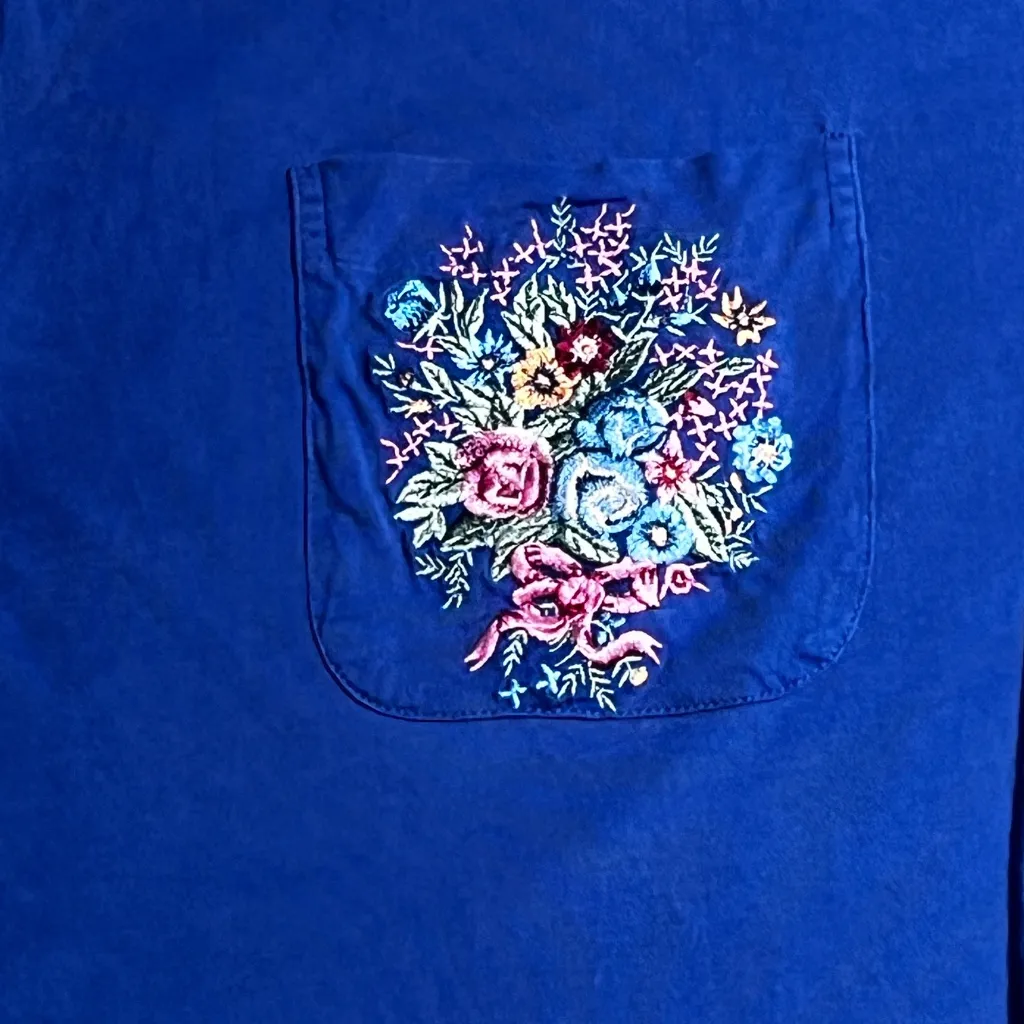 Victoria’s Secret Gold Label Vintage 80s Embroidered Blue‎ Nightgown Size Large - Image 4