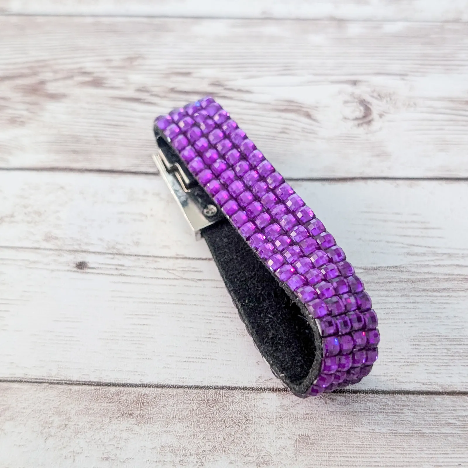 Purple Gem & Silver Tone Heart Bracelet - Image 8