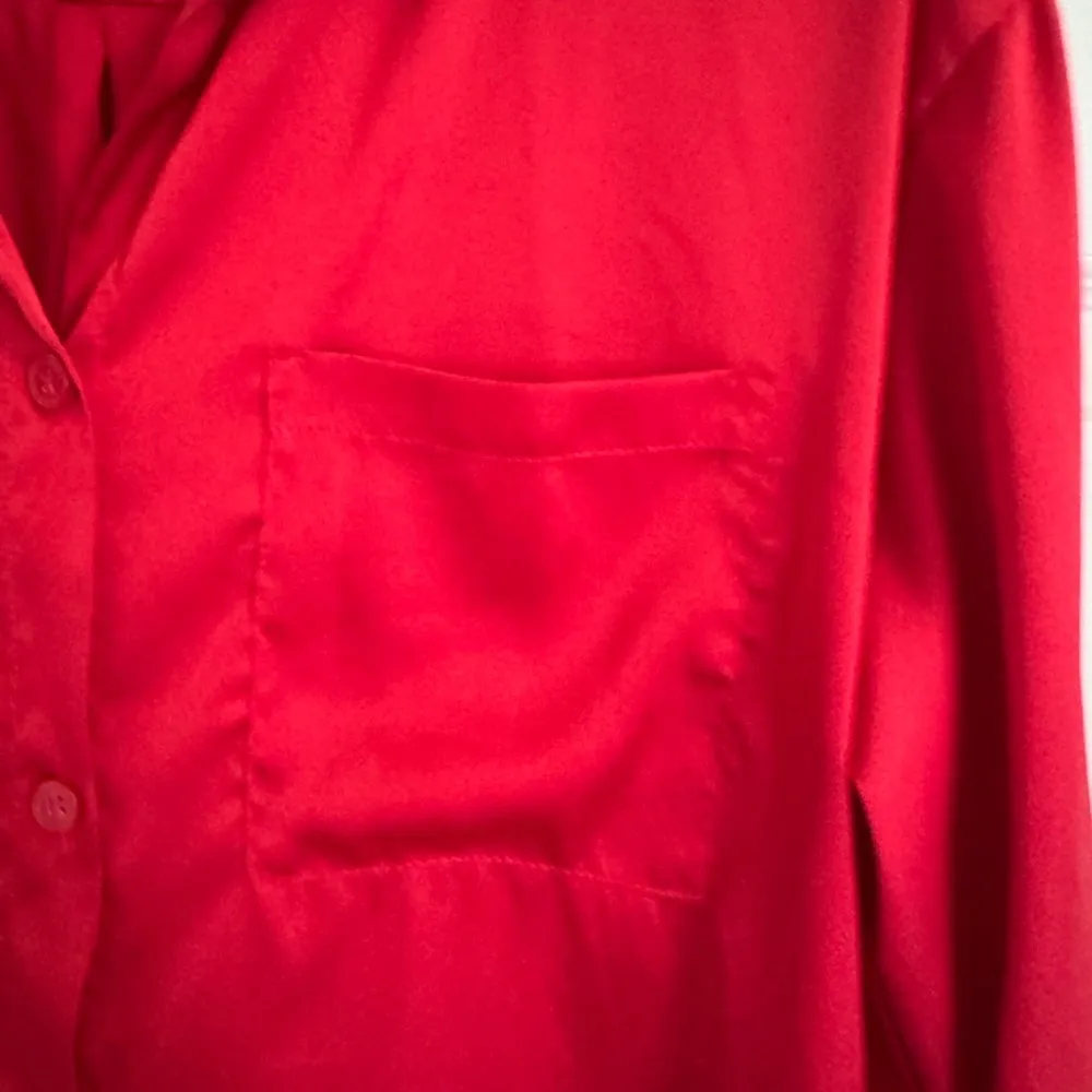 Satin Red Button-Up Shirt - Image 2