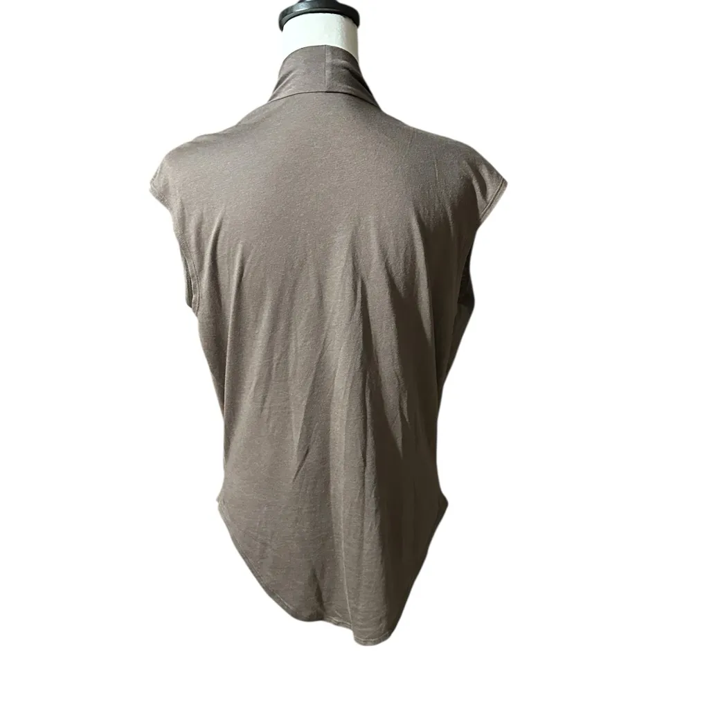 Helmut Lang Brown Short Sleeve Draped Neck Line Size Small - Image 7