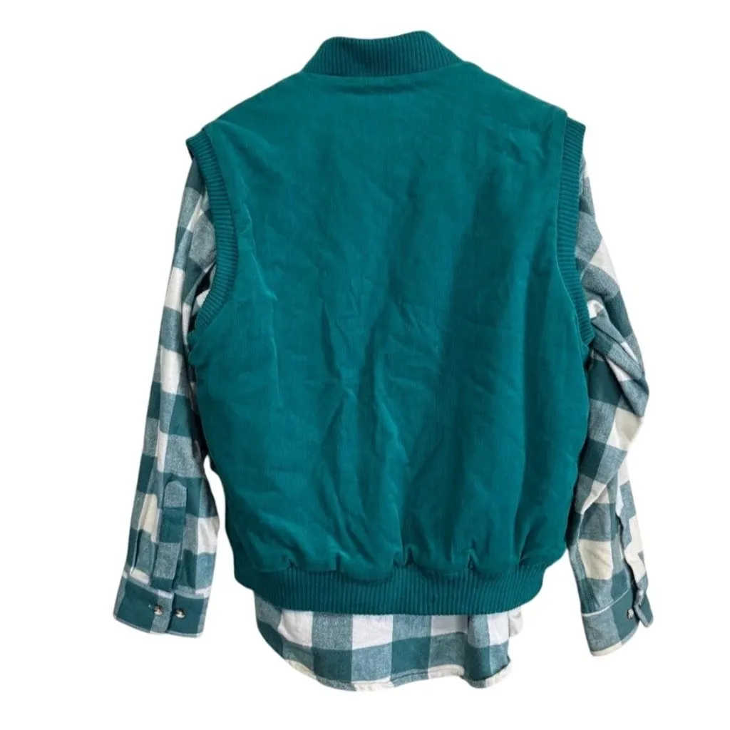 Vintage St. John's Bay Plaid Flannel Shirt & Corduroy Vest Set Women's Large L - Image 2