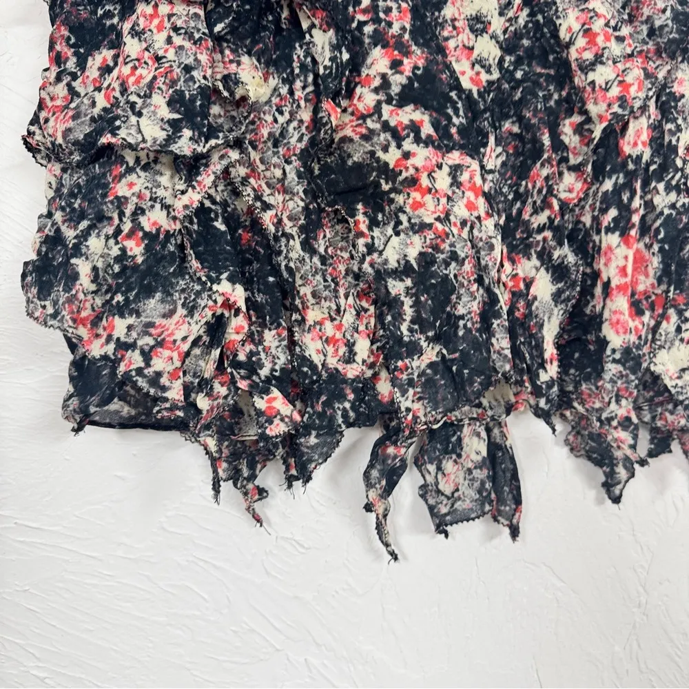 Isabel Marant Etoile Blue Pink Floral Silk Mini Skirt Womens 4 Coquette Romantic - Image 2