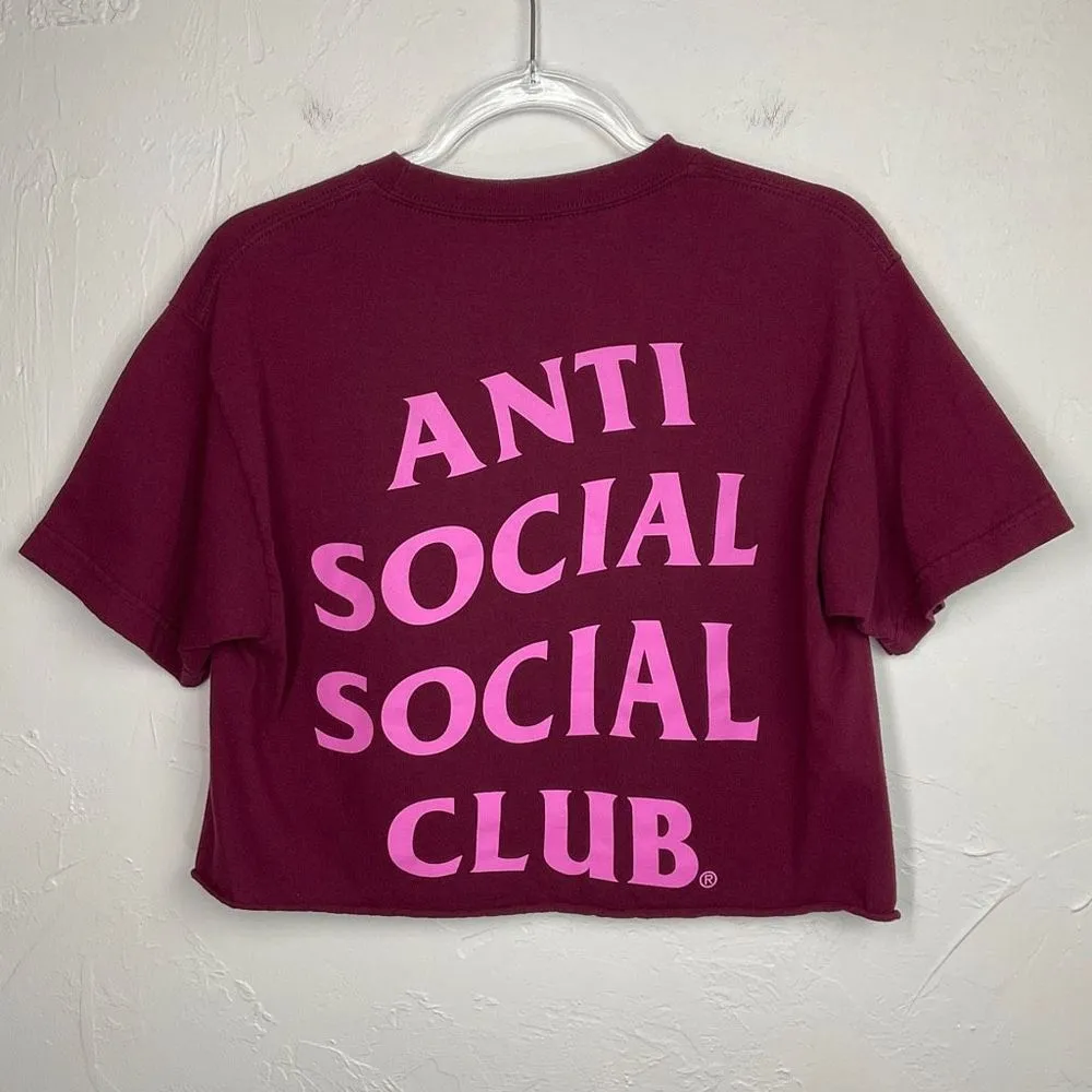 Anti Social Social Club Maroon Read Receipts Custom Cropped Tee Large ASSC - Image 4