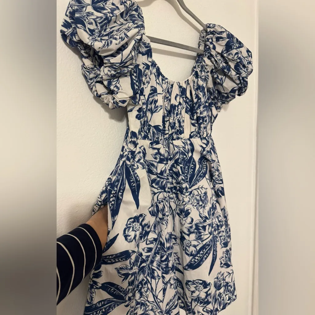 Abercrombie & Fitch Emerson Poplin Puff Sleeve Mini Dress Floral NWT Size Med P - Image 4