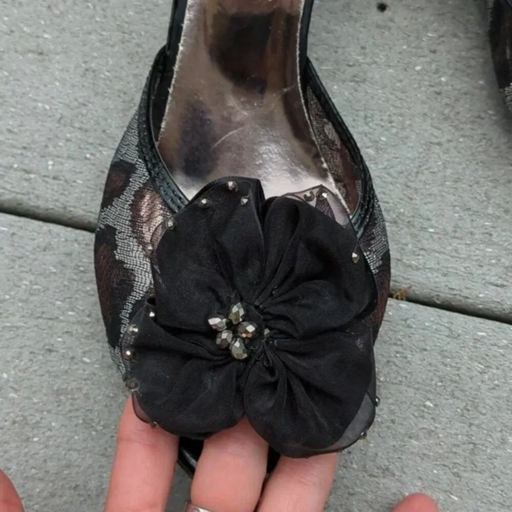 Selina by Summer Rio Animal Print Wedge Slip On Sandals Black Size 9 - Image 7