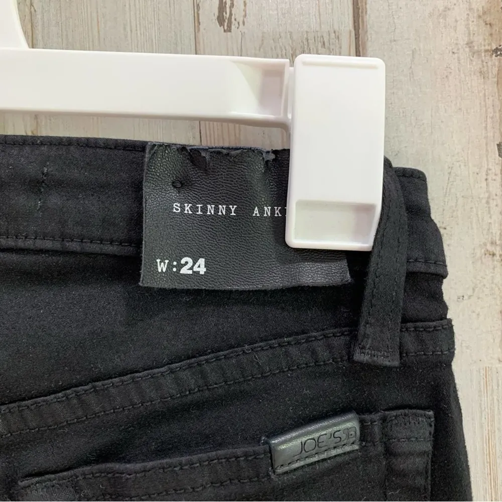 Joe’s Jeans Ruched Ankle Skinny Coated Jet Black - Image 83