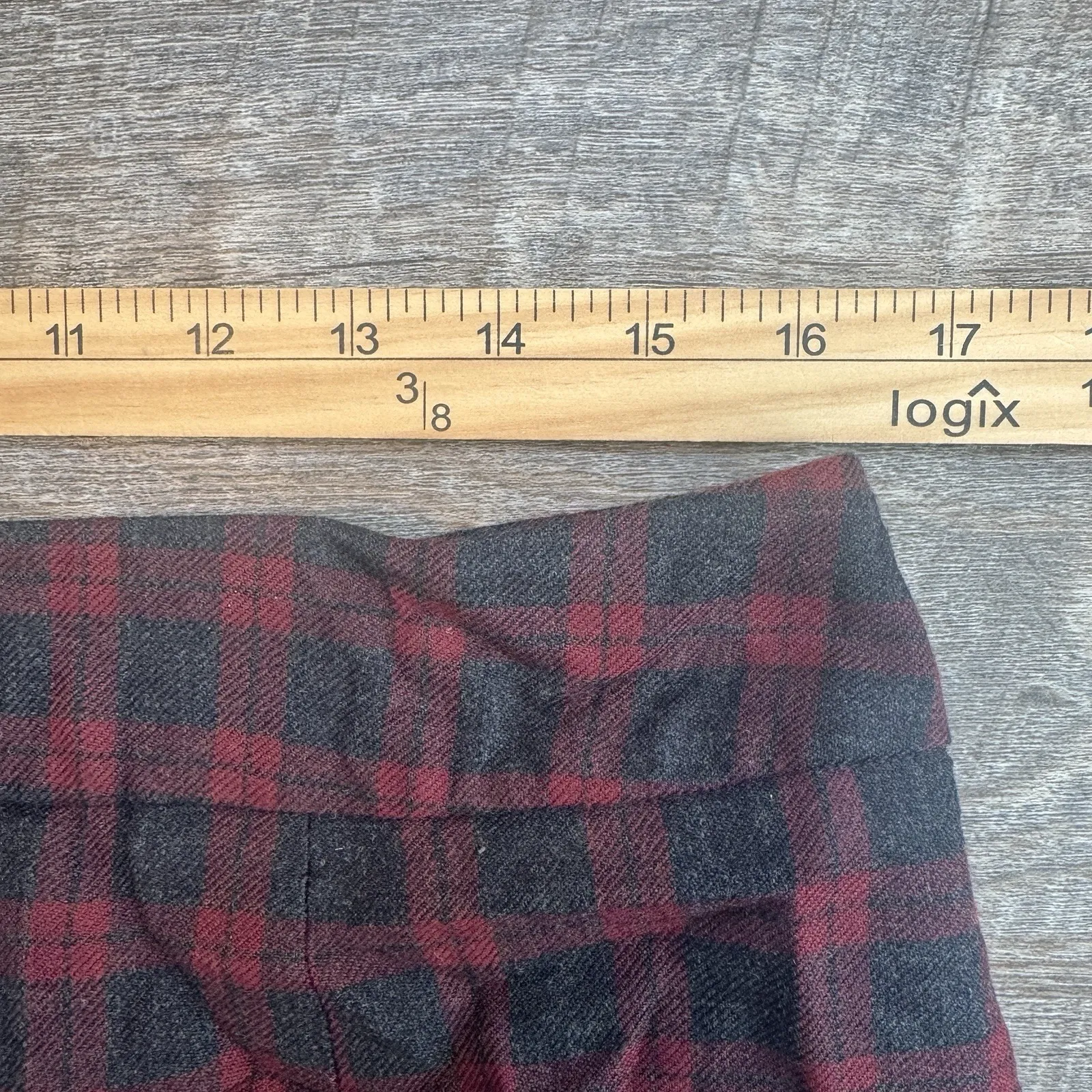346 Brooks Brothers Women's Vintage Red Plaid Knee Skirt 100% Wool Size 12 - Image 8