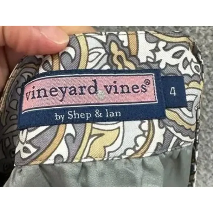 Vineyard Vines Skirt 4 Old Money Preppy‎ Paisley Gray Quiet Luxury Career Chic - Image 2