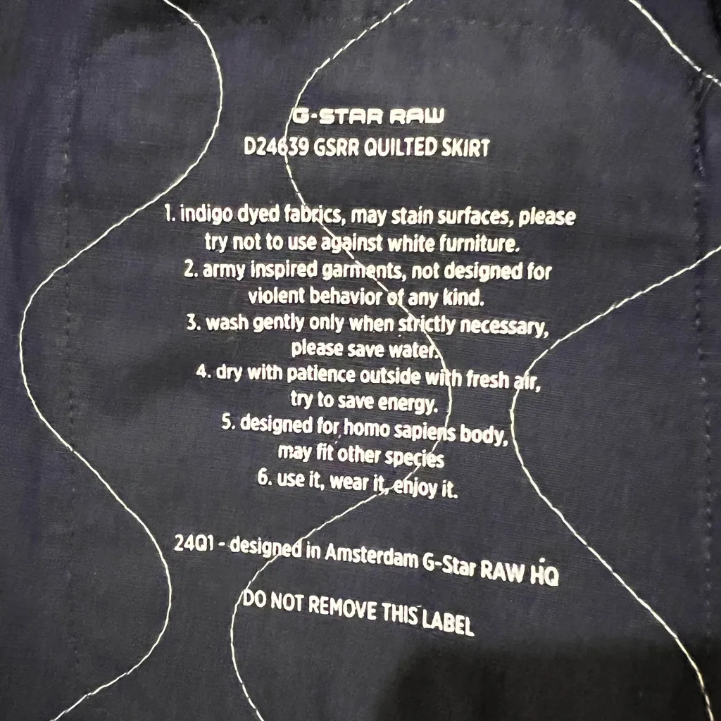 G-Star Quilted short skirt Fabric OLTREMARE LINEN GAUZE color: RAW DENIM Size 28 - Image 5