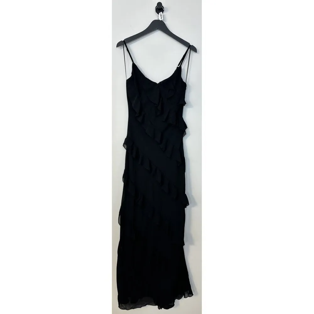 PETAL & PUP Ciao Ruffle Chiffon Gown in Black Size Large - Image 5