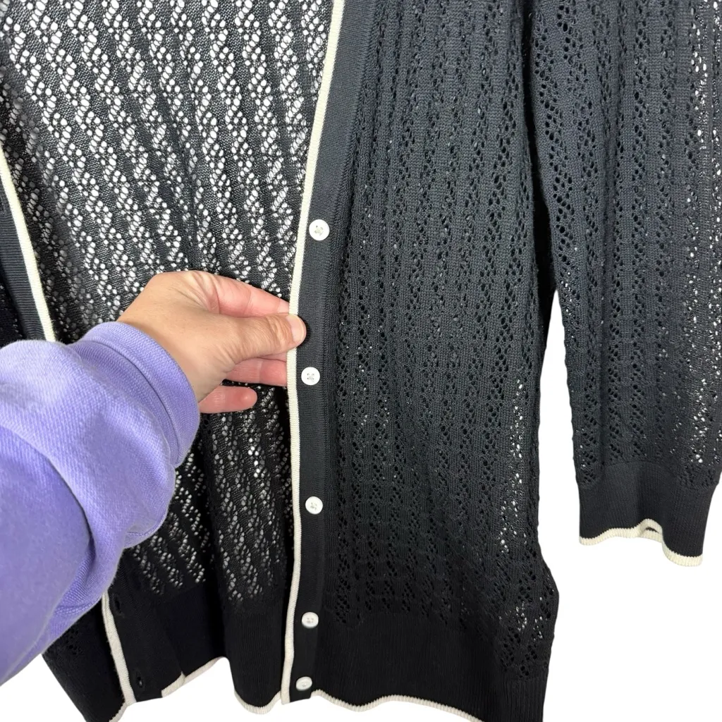 H&M Patterned Knit V-Neck Cardigan Black Size S - Image 2