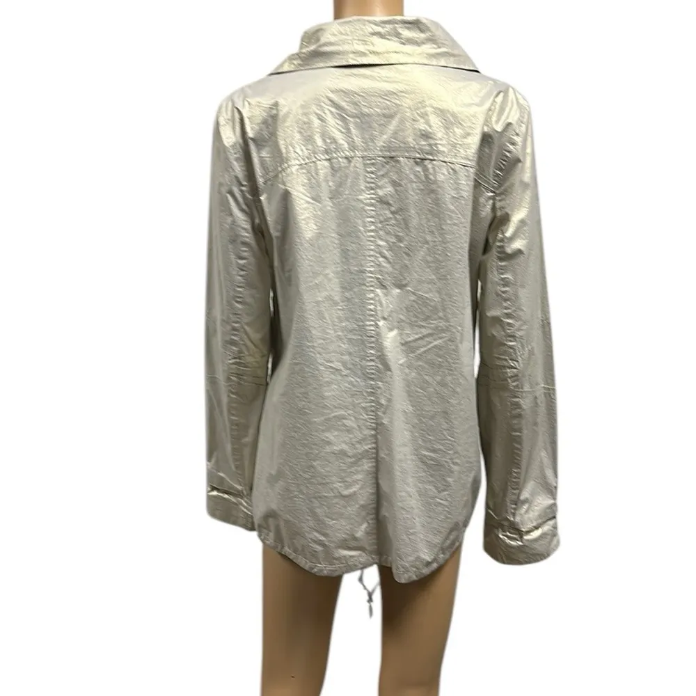BGN Iridescent Metallic Mesh Lined Zip Up Lightweight Jacket EU 40 Womens 8 Silver - Image 5
