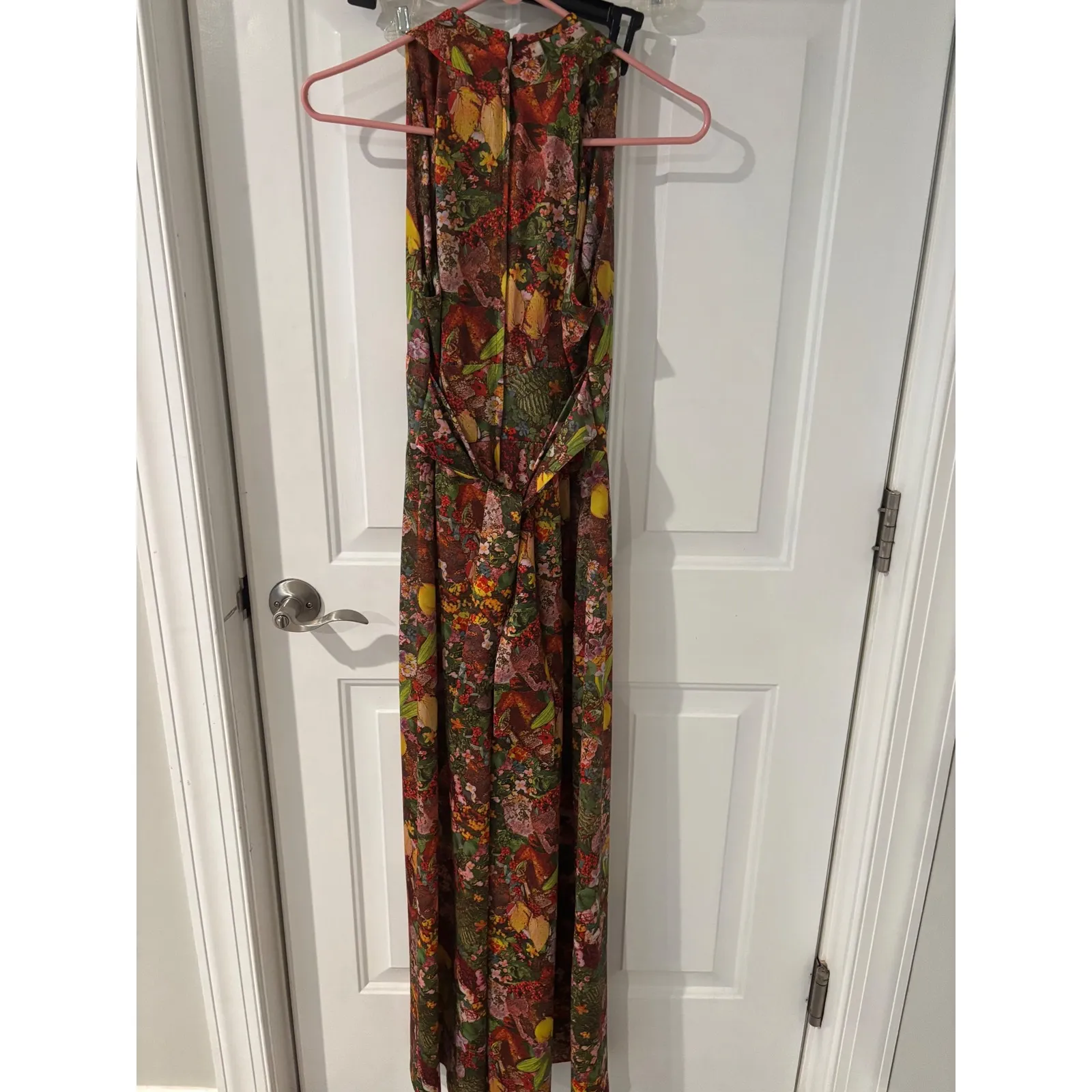 Vintage ILGWU Floral Maxi Dress Sleeveless V Neck Party‎ Cocktail Dress Sz 10 - Image 3