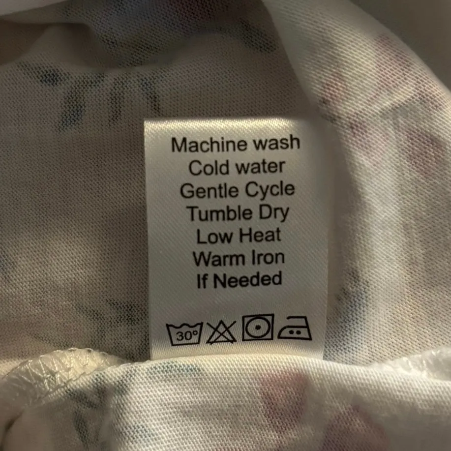 Cuddledown Size S Pima Cotton Nightgown Bird Floral Nature Print Midi Length White - Image 6