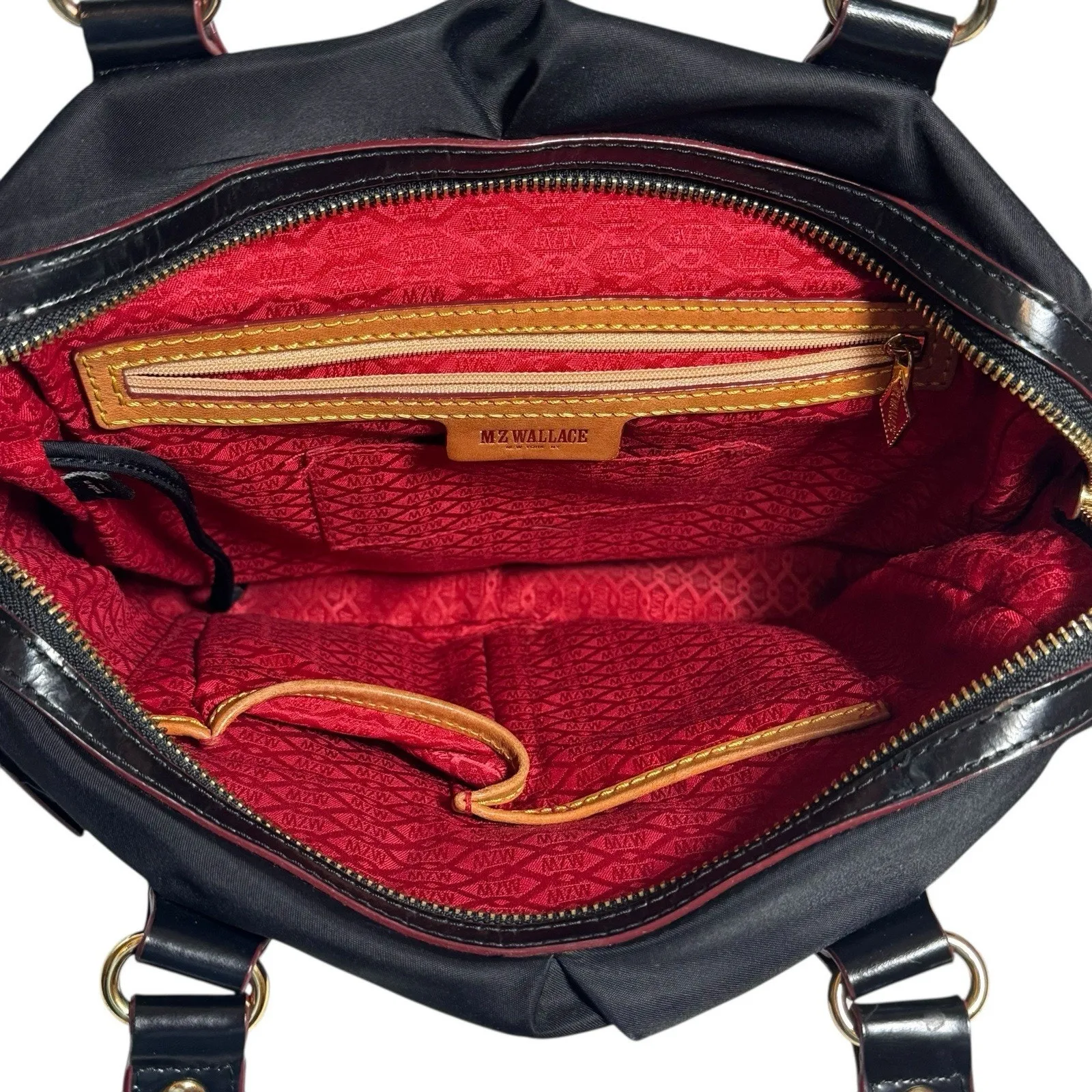 MZ Wallace Paige Nylon Black with Leather Trim Shoulder Bag Purse Handbag - Image 8