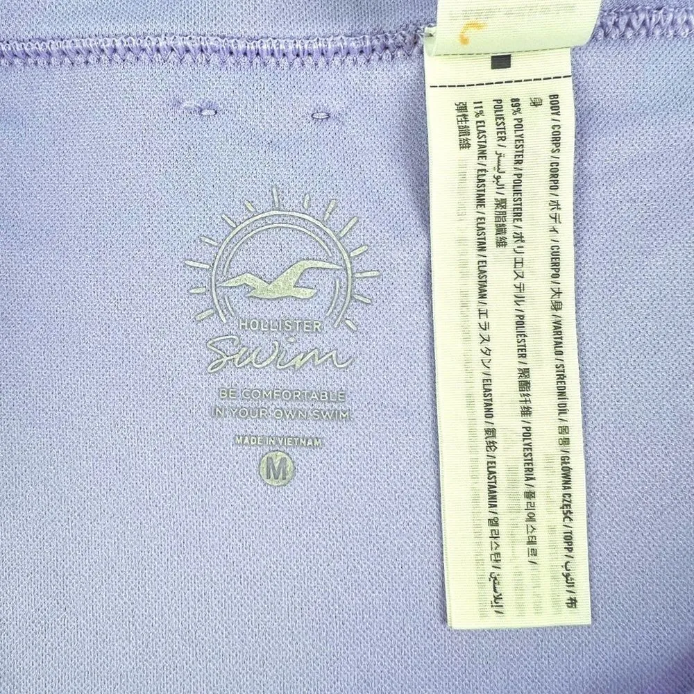 Hollister Ribbed High Leg Swim Bikini Bottom Lavender Purple Size Medium - Image 3