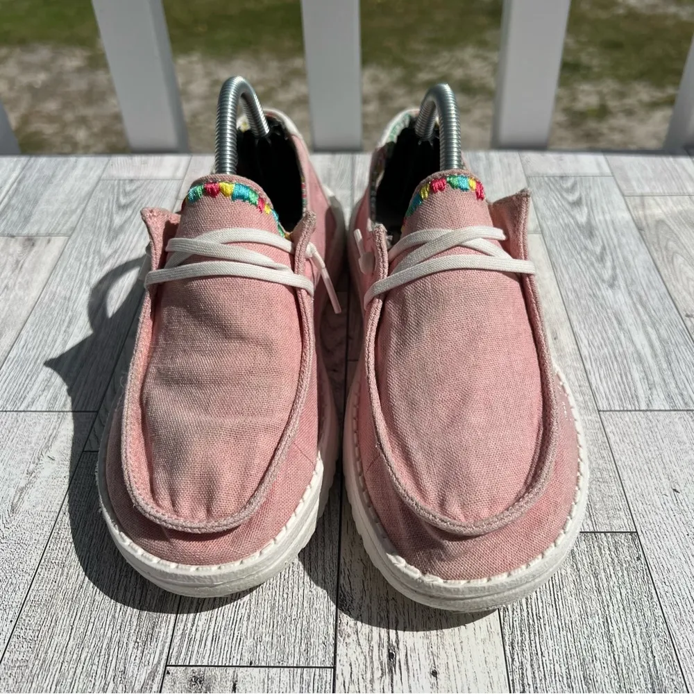 Hey Dude Shoes Wendy Boho Pink  White Women’s Size 5/ Youth 4 - Image 2
