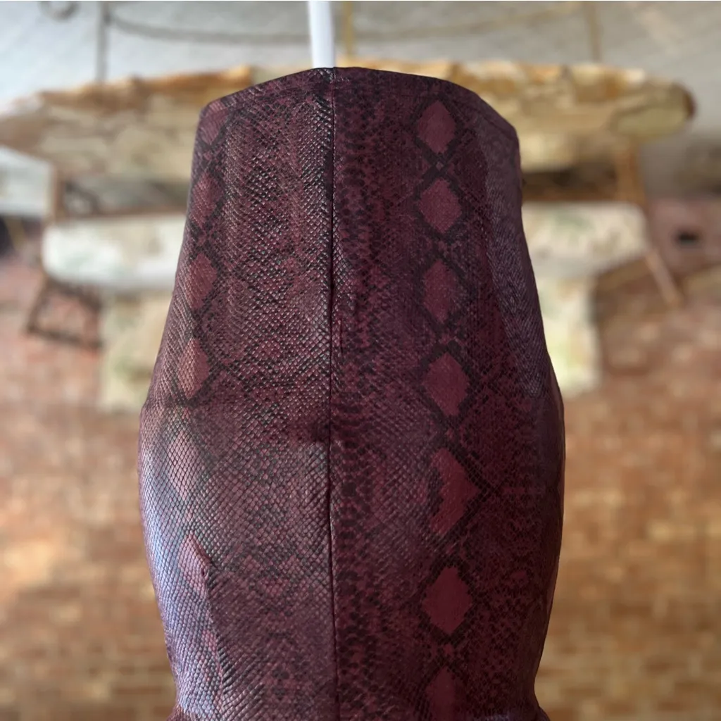 Fab’rik Dress Mini Snakeskin Faux Leather Mini Burgundy S Cocktail Party Edgy - Image 12