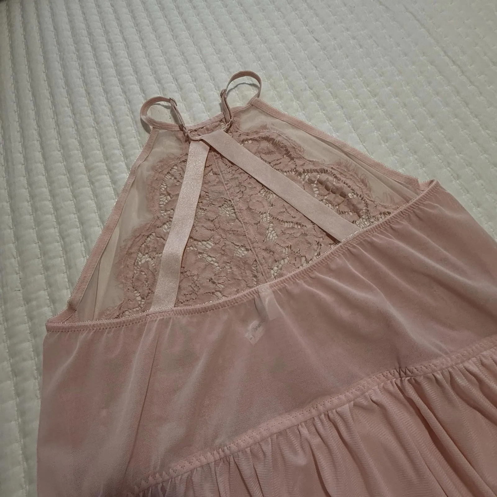 Torrid Light Pink High Neck Halter Top Lace Sheer Babydoll Slip Plus Size 4 4X - Image 8