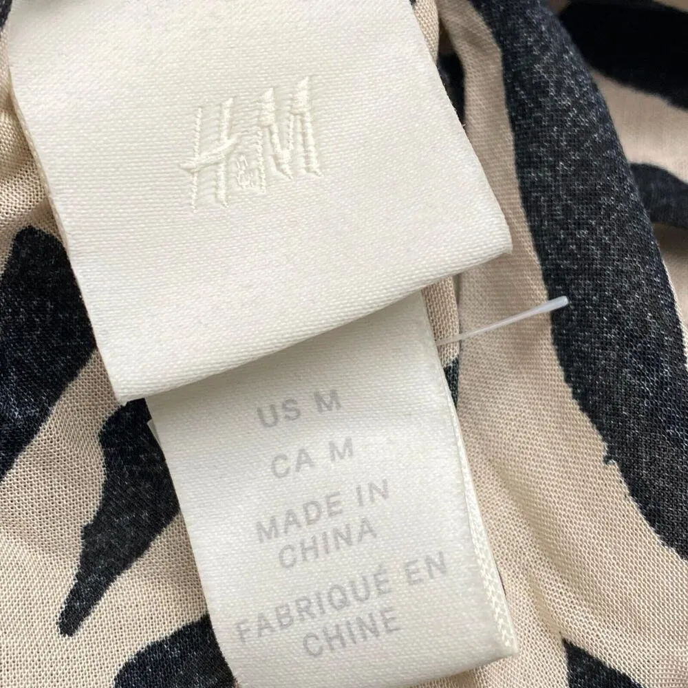 H&M Abstract Print Womens Maxi Dress Size M Flowy Lightweight VNeck Beach Summer - Image 9