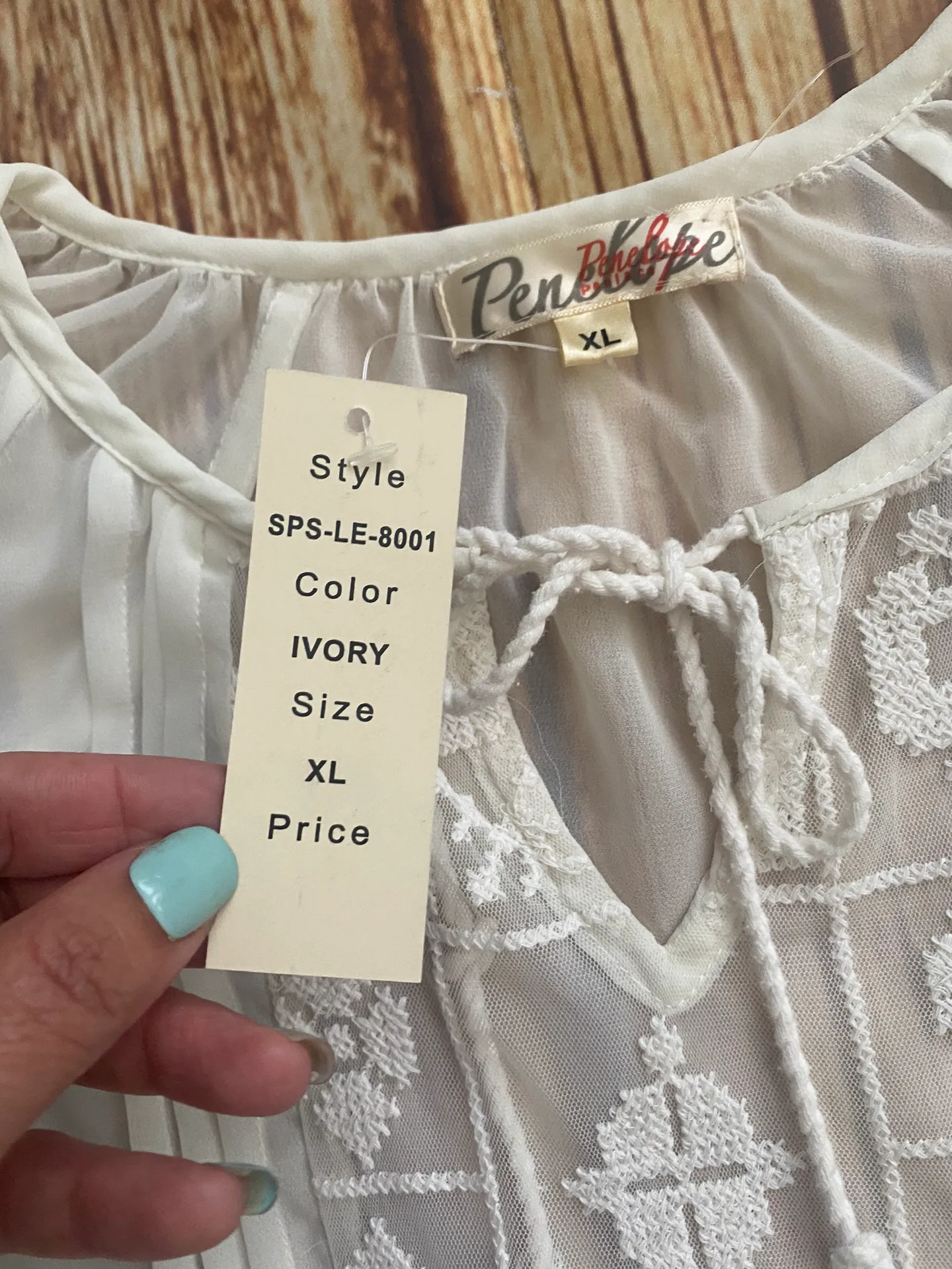 Penelope Chiffon Sheer Ivory Blouse Sz L White Size L - Image 9