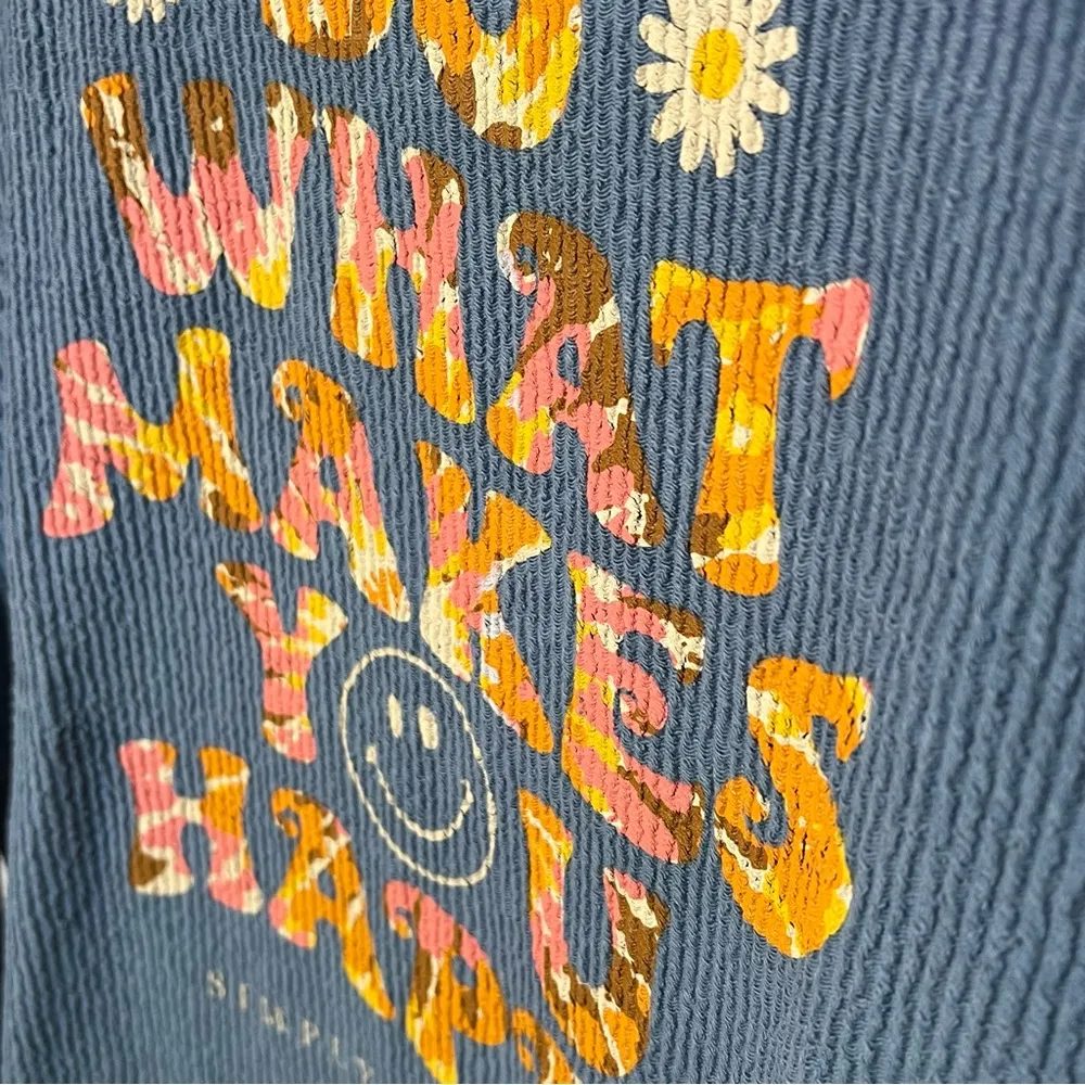 Simply Southern Retro-inspired Ribbed Crewneck Women’s M Blue Long Sleeve Shirt - Image 3