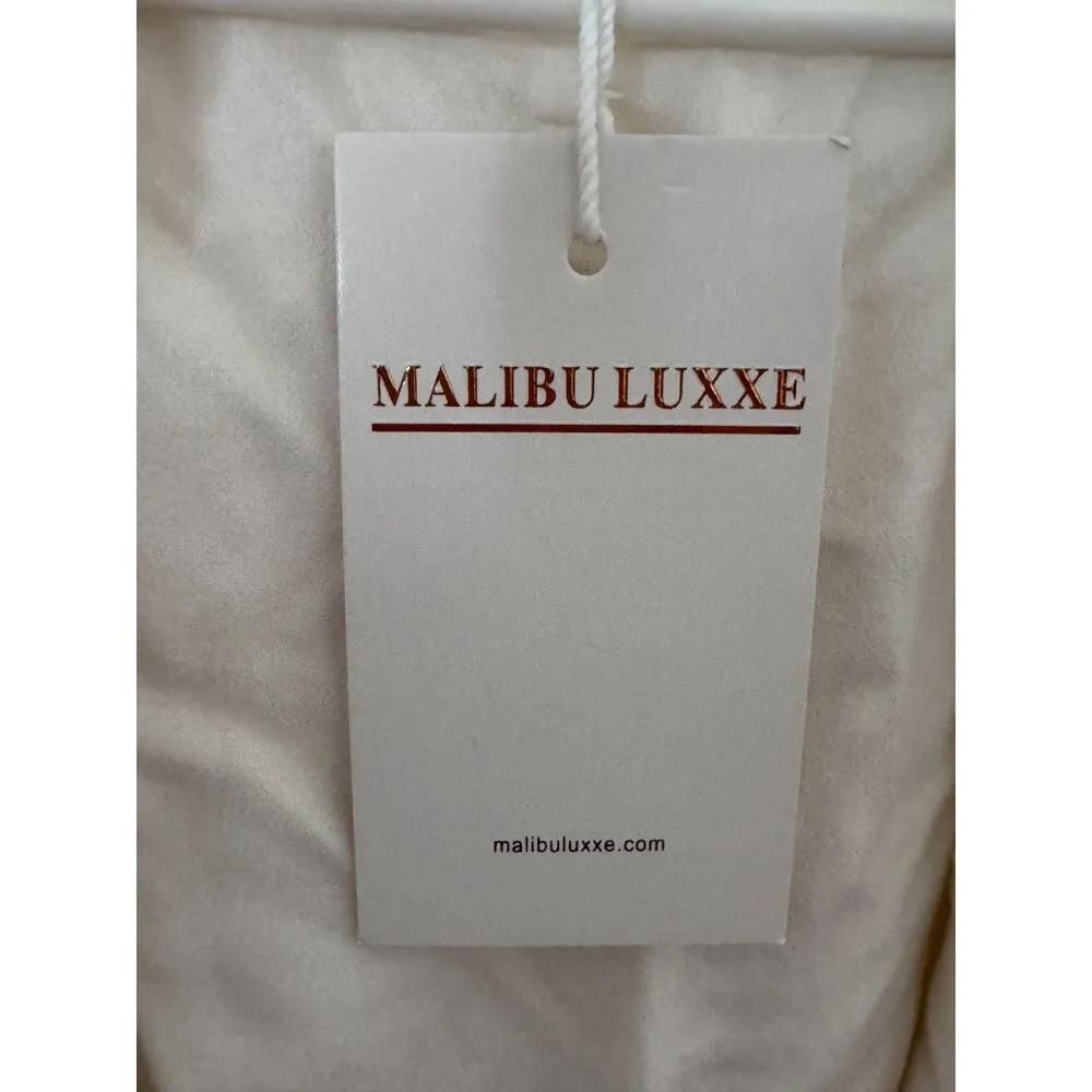 Malibu Luxxe Women's Cover Up Robe White Pink ONE SIZE Bamboo NWT Bridesmaid - Image 5