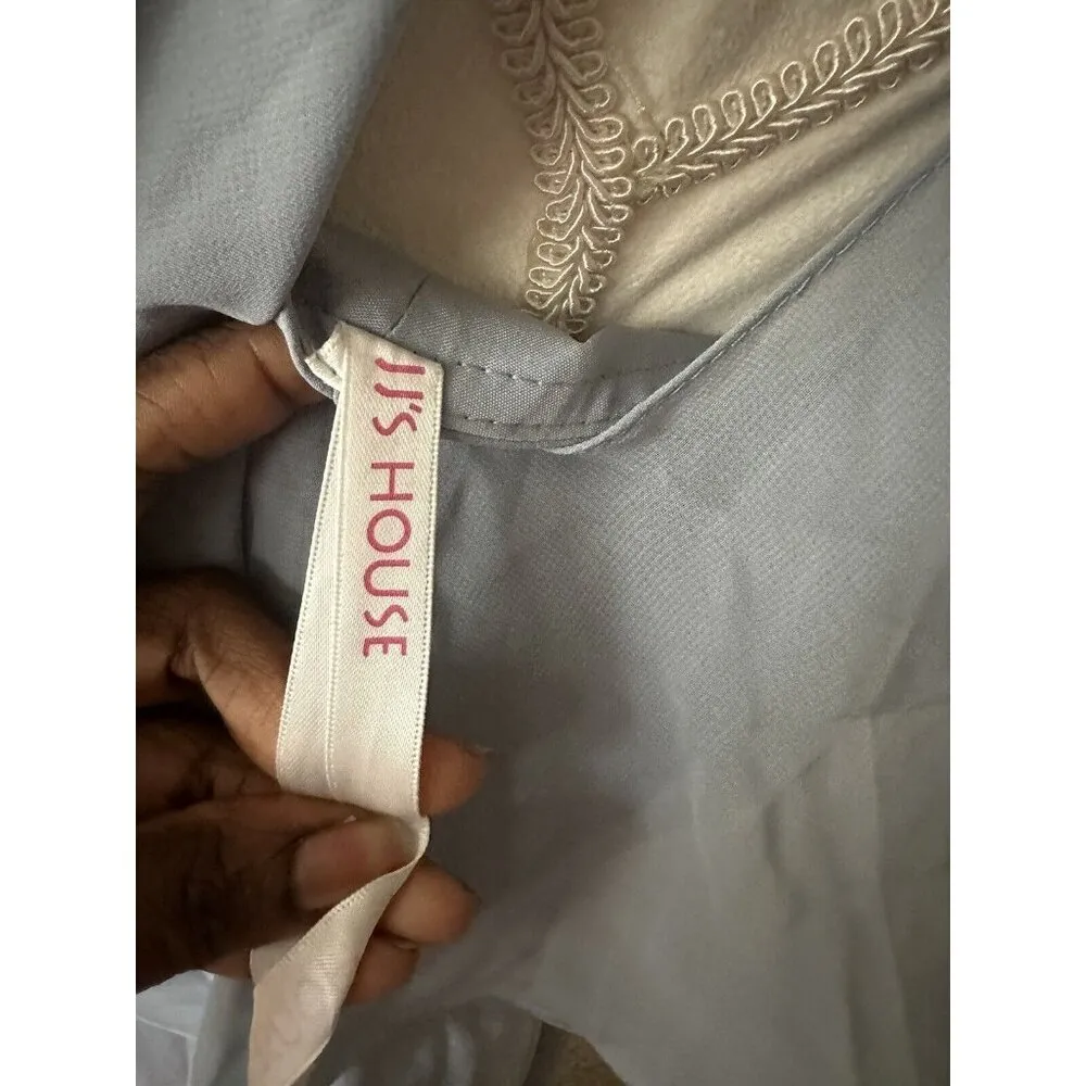 JJ'S HOUSE SIZE XS DUSTY BLUE EMPIRE WAIST BRIDESMAID GOWN FLUTTER SLEEVE NWT - Image 6