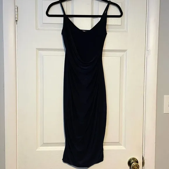 Missguided Navy Draped Front Dress - Size 6 - Image 5