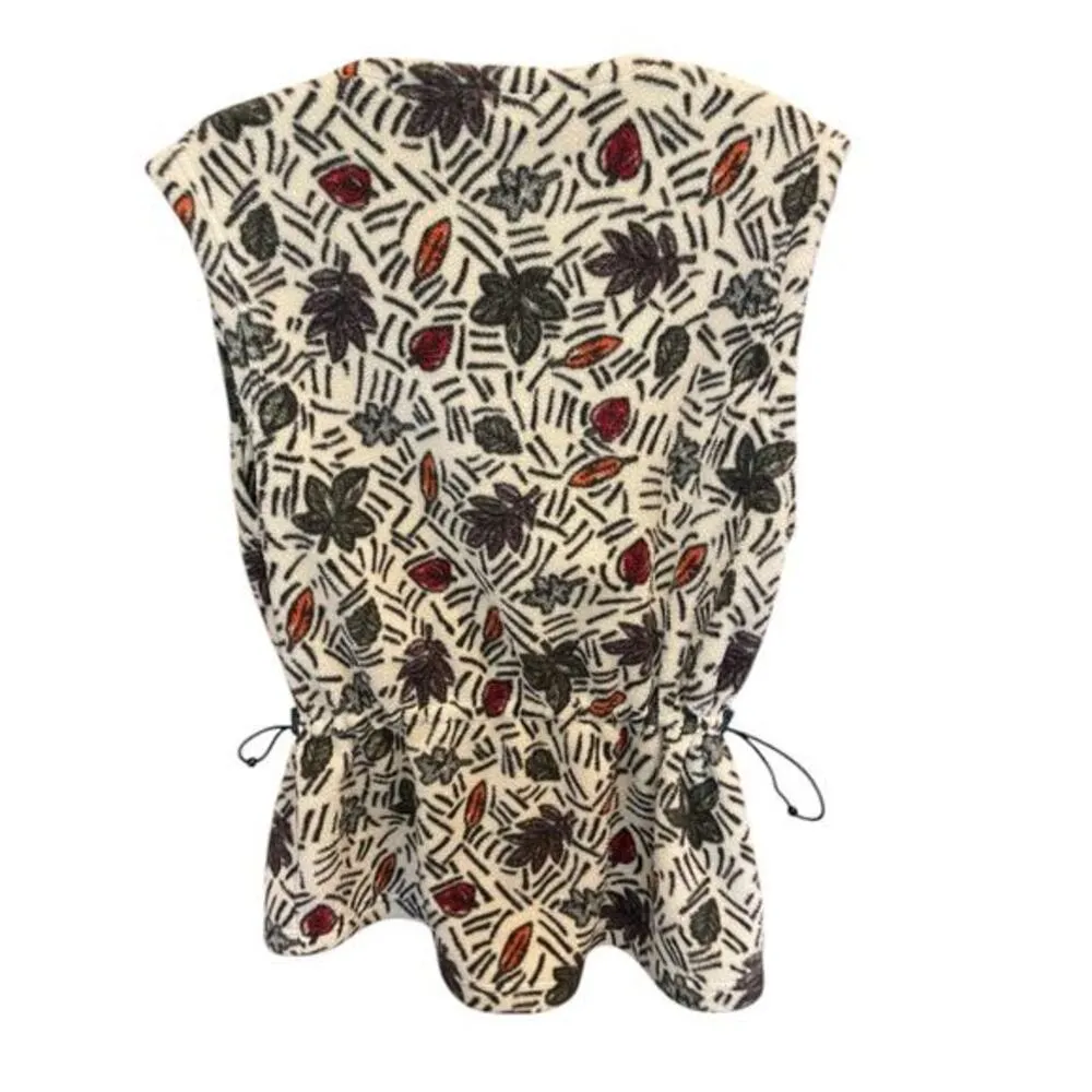 The North Face Women Large Vintage Zip Up Sweater Vest Fleece 90s Leaves Pattern - Image 7