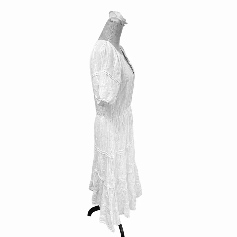 BETSEY JOHNSON SNOW
WHITE DRESS TIERED PUFF SLEEVES SPECKLED PRINT SZ L - Image 2