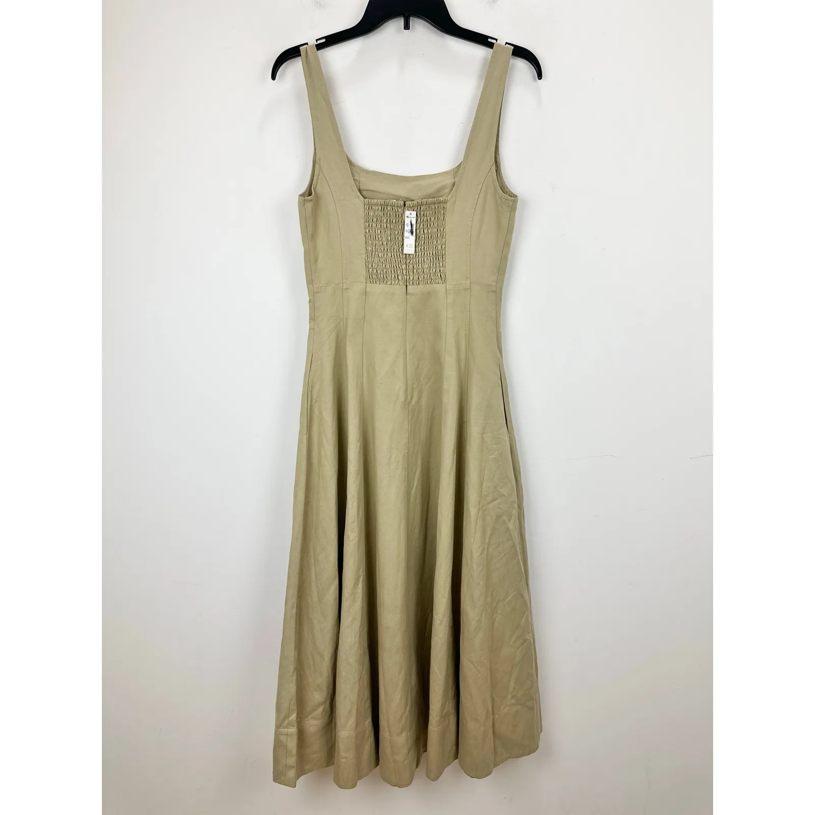 Madewell Seamed Squareneck Midi Dress Heritage Khaki Beige Minimalist US 2 NWT - Image 12