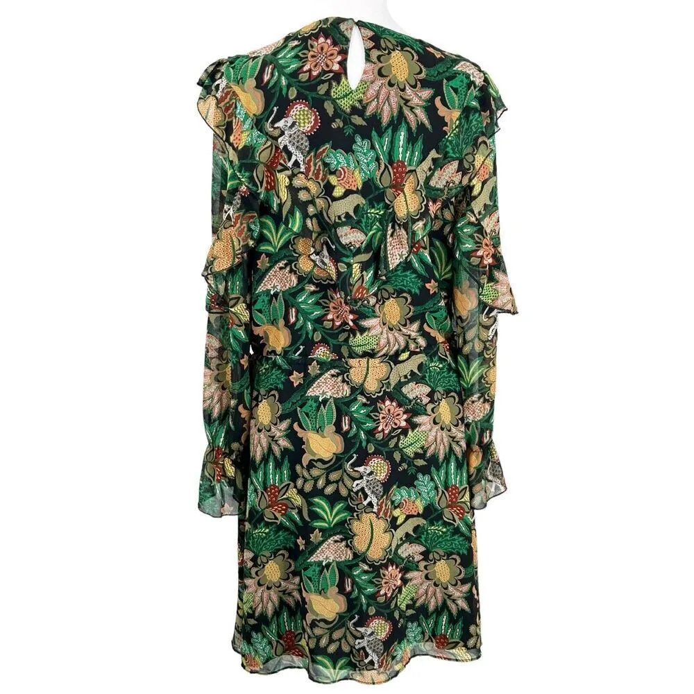 Scotch & Soda Maison Scott Forest Green Jungle Ruffle Size Large - Image 3
