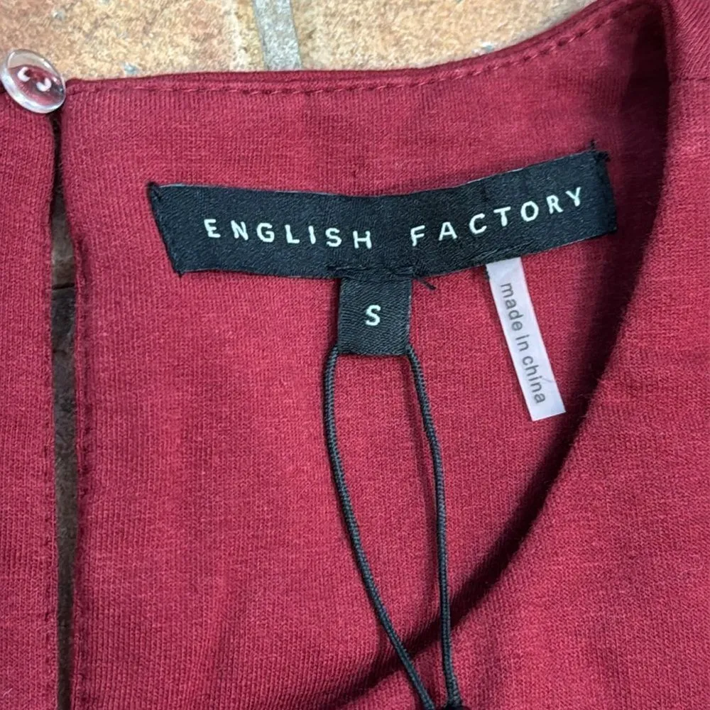 NWT English Factory Puff Sleeve High Low Knit Combo Dress size S - Image 9