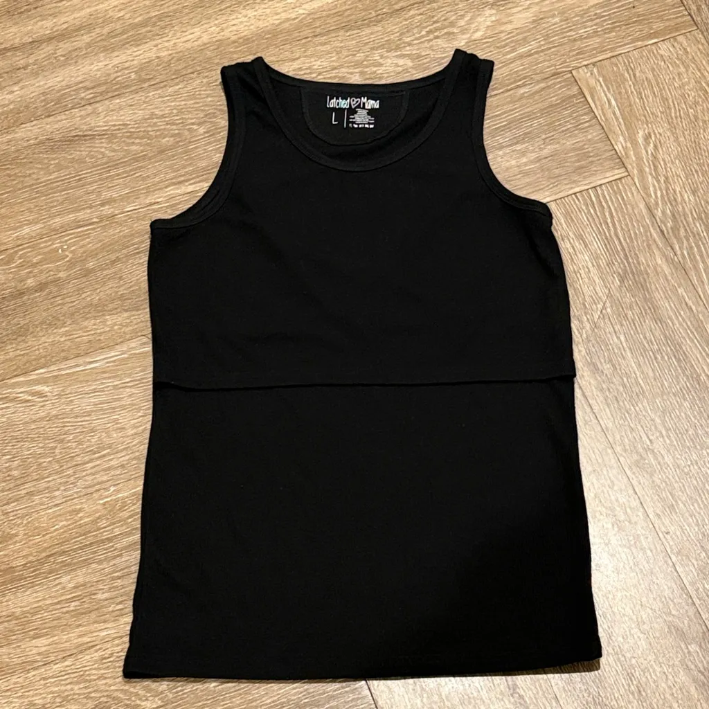 Latched Mama Cotton Swing Nursing Tank Black Size L - Image 2