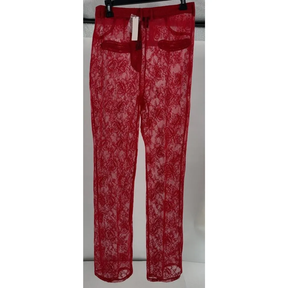 Victorias Secret Set VS Lingerie Pants Bra 36 D Red Lace Sexy Archives Hot​ - Image 11