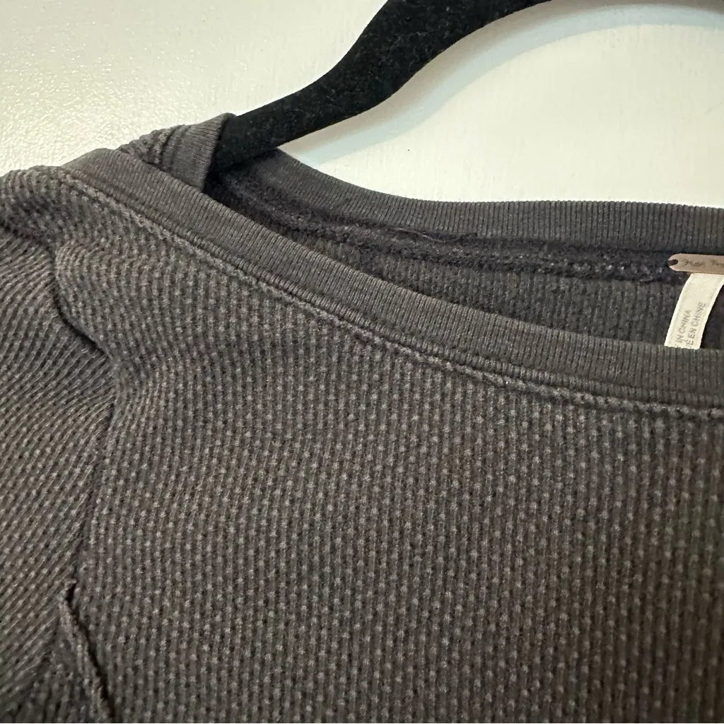 Free People Black Roses Jacquard Cuff Thermal Long Sleeve Top Womens XS - Image 4