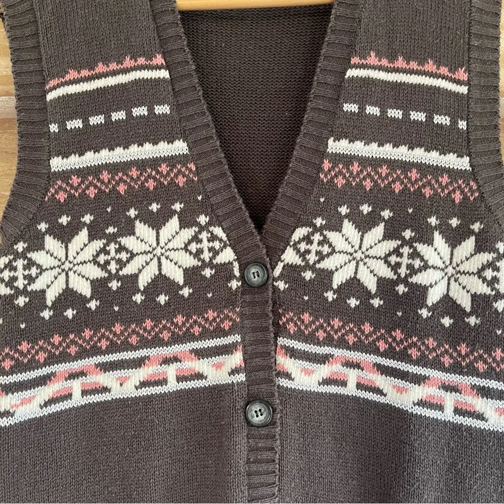 Vintage Leslie Fay Sportswear Nordic Star Fair Isle knit vest size large - Image 3