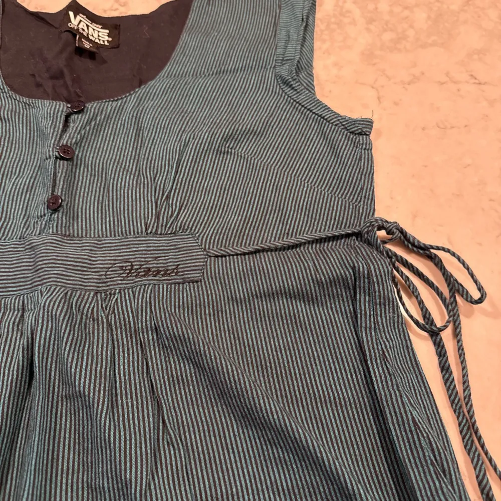 Vans Women's Teal Black Striped Sleeveless Dress M - Image 3