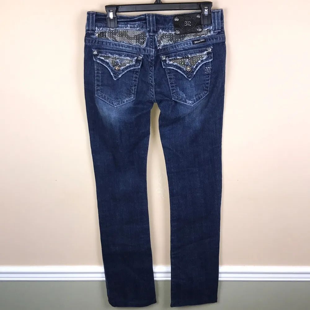 Miss Me Women’s Rhinestone Embellished Camouflage Detail Boot Cut Denim Jeans - Image 7