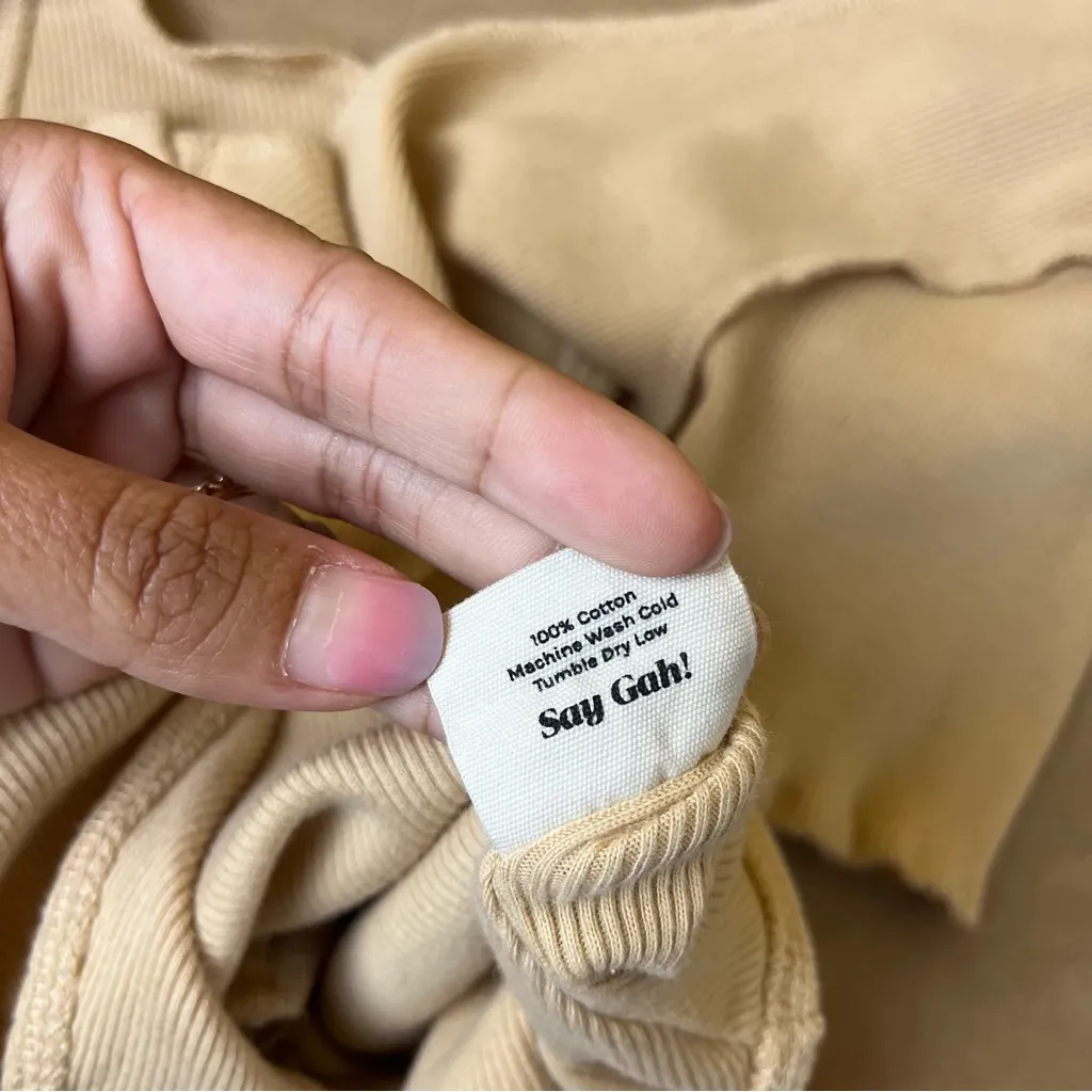 Lisa Says Gah  Arden Ribbed Bodysuit in Tan - Image 7