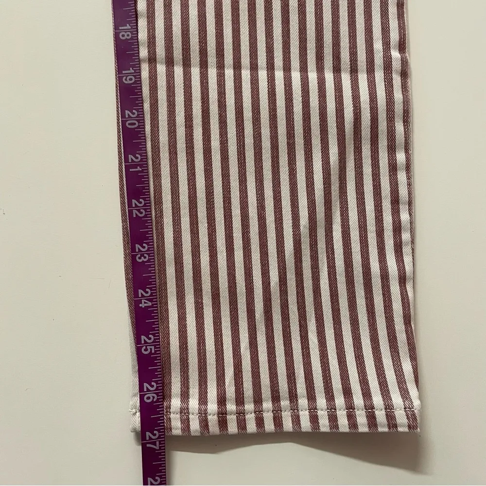 Madewell Red & Cream Striped “The High Rise Slim Crop BoyJean” Jeans Size 24 NWT - Image 6